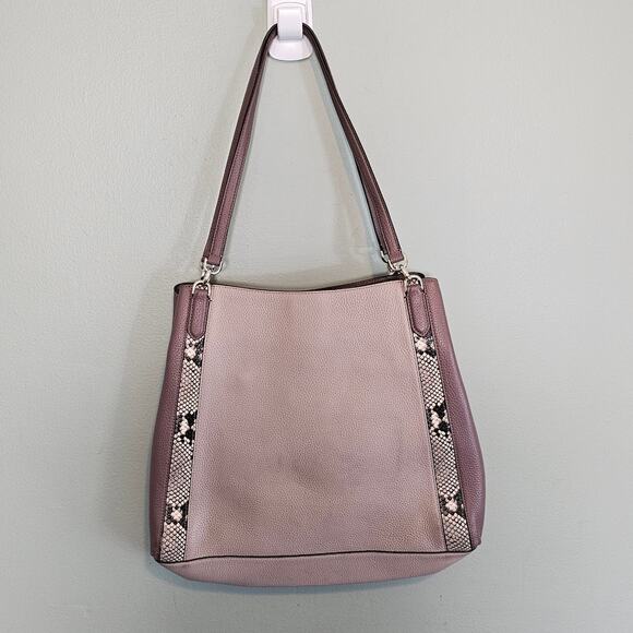 Kate Spade Jackson Leather Satchel Tote Triple Compartment Embossed Snake Trim - Picture 2 of 11